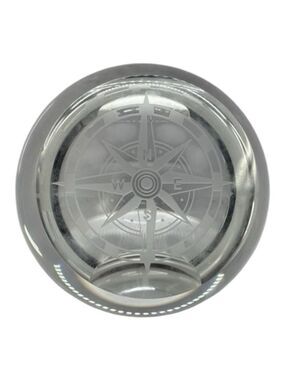 Compass Shannon Glass Etched Paperweight 3.5”H